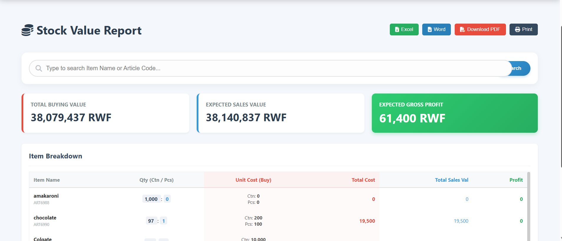 Sales Report